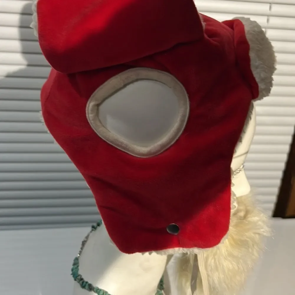 Santa Hat with Beard for XL Dog  **View Photos of Inside of beard** Damage